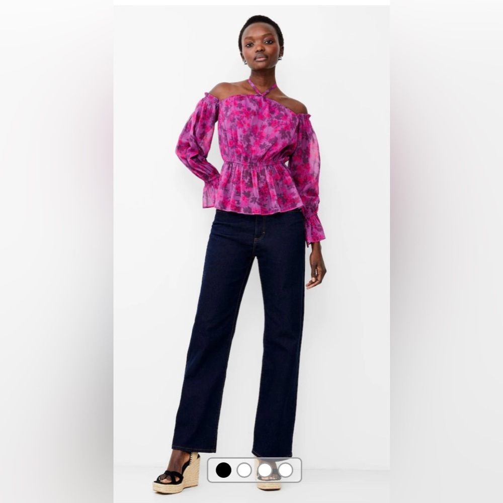 NWT French Connection Pink Arla Hallie Crinkle Blouse Size S